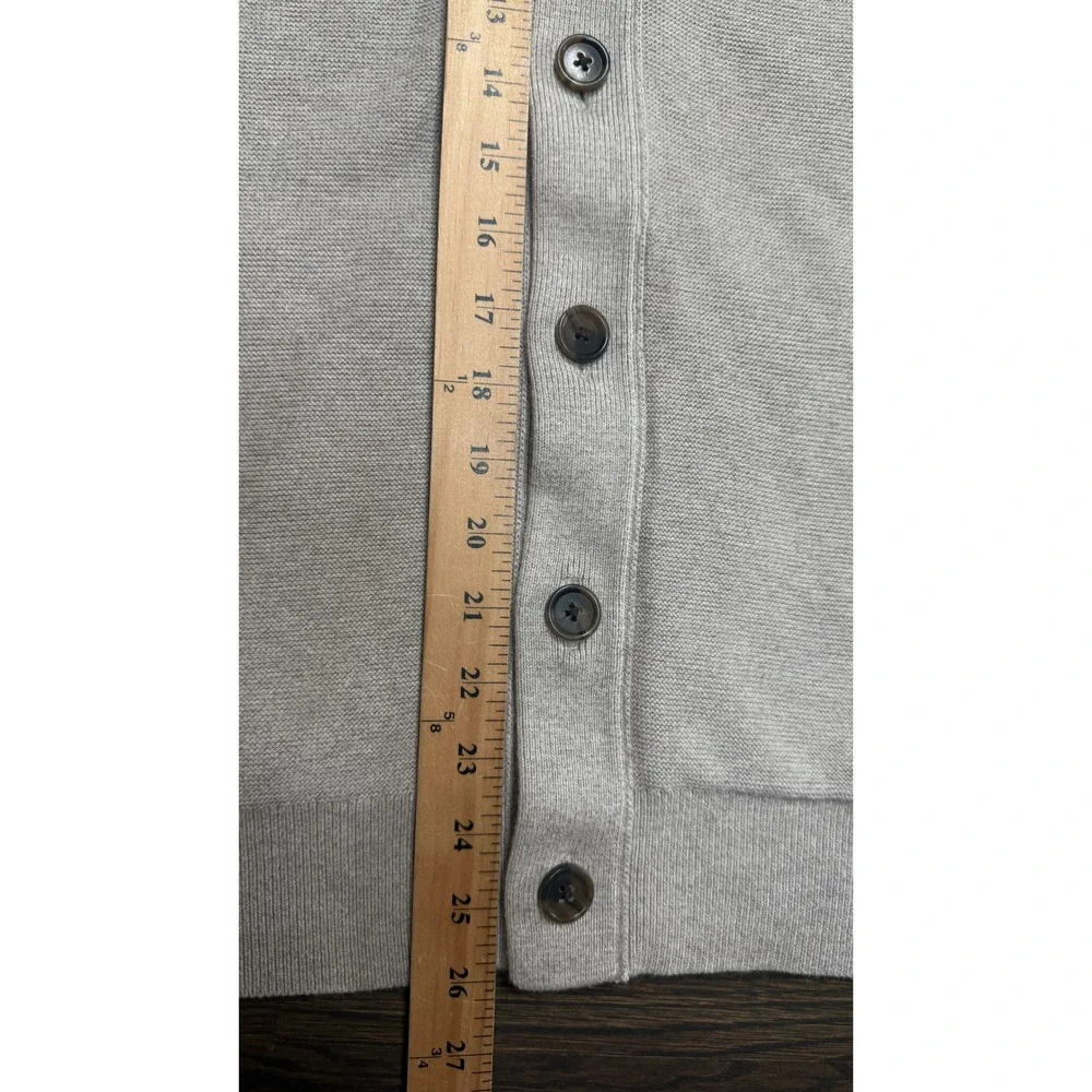 Banana Republic Cardigan Supima Cotton Button Mock Neck Stone Beige Large L Mens